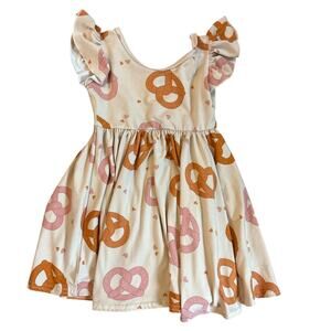 Dot Dot Smile Pretzel Twirl Dress 2T Toddler Girl Pink Orange Flutter Sleeve EUC